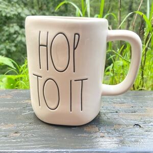 RAE DUNN Cream Mug with 'HOP TO IT' Text